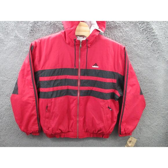NWT Vintage 90s Y2K ADIDAS Moby Red & Black Men's XL Jacket w/Hood